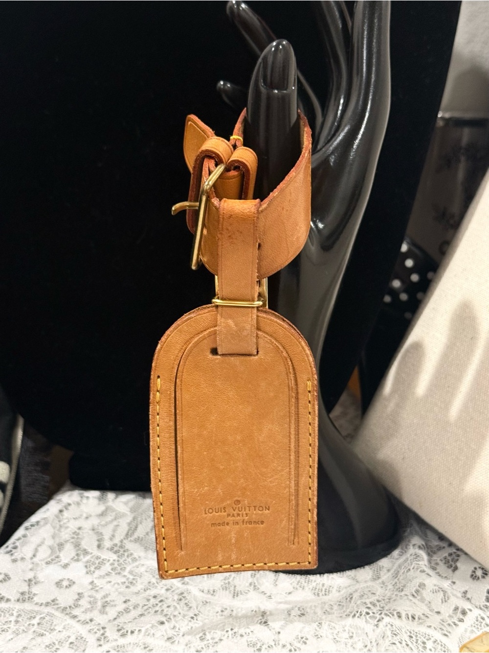 Louis Vuitton Tan Leather Luggage Tag